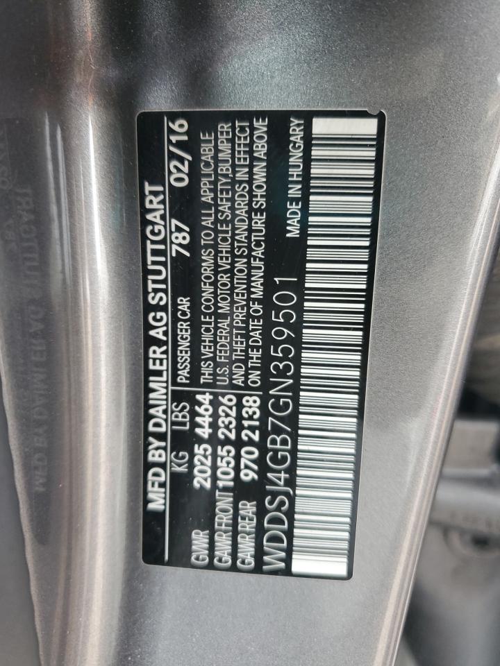 2016 Mercedes-Benz Cla 250 4Matic VIN: WDDSJ4GB7GN359501 Lot: 61770505