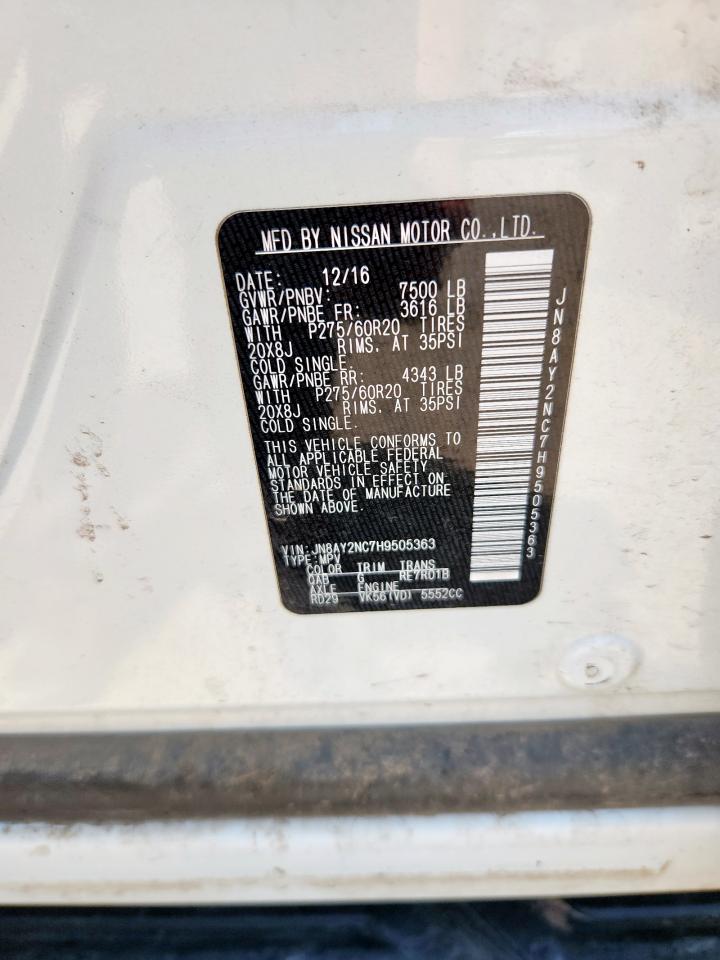 2017 Nissan Armada Sv VIN: JN8AY2NC7H9505363 Lot: 61261555