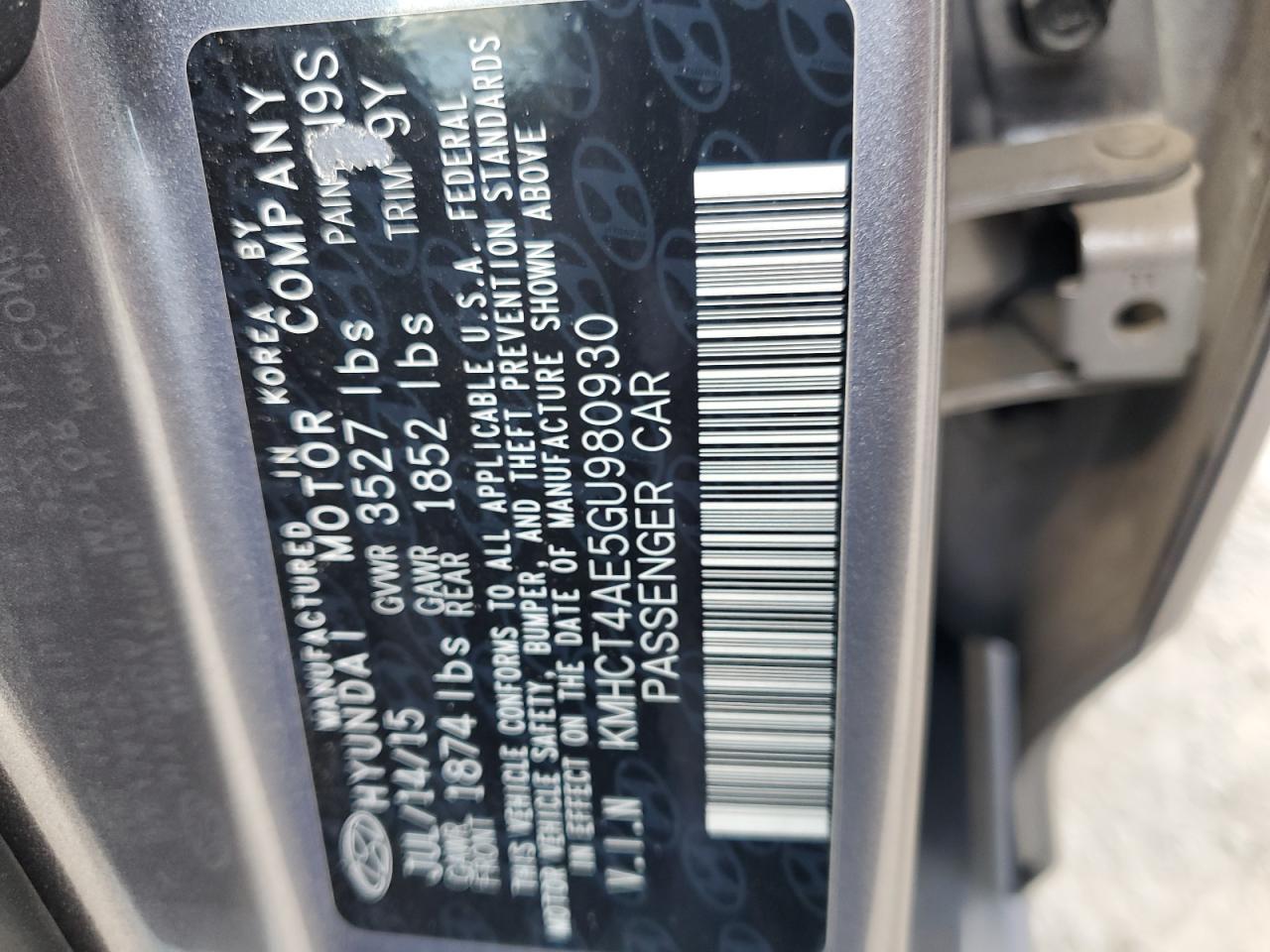 2016 Hyundai Accent Se VIN: KMHCT4AE5GU980930 Lot: 62424885