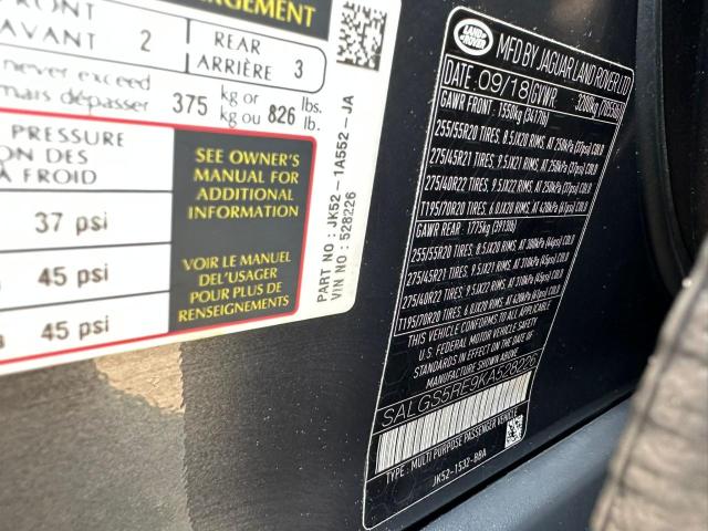 2019 LAND ROVER RANGE ROVER SUPERCHARGED  