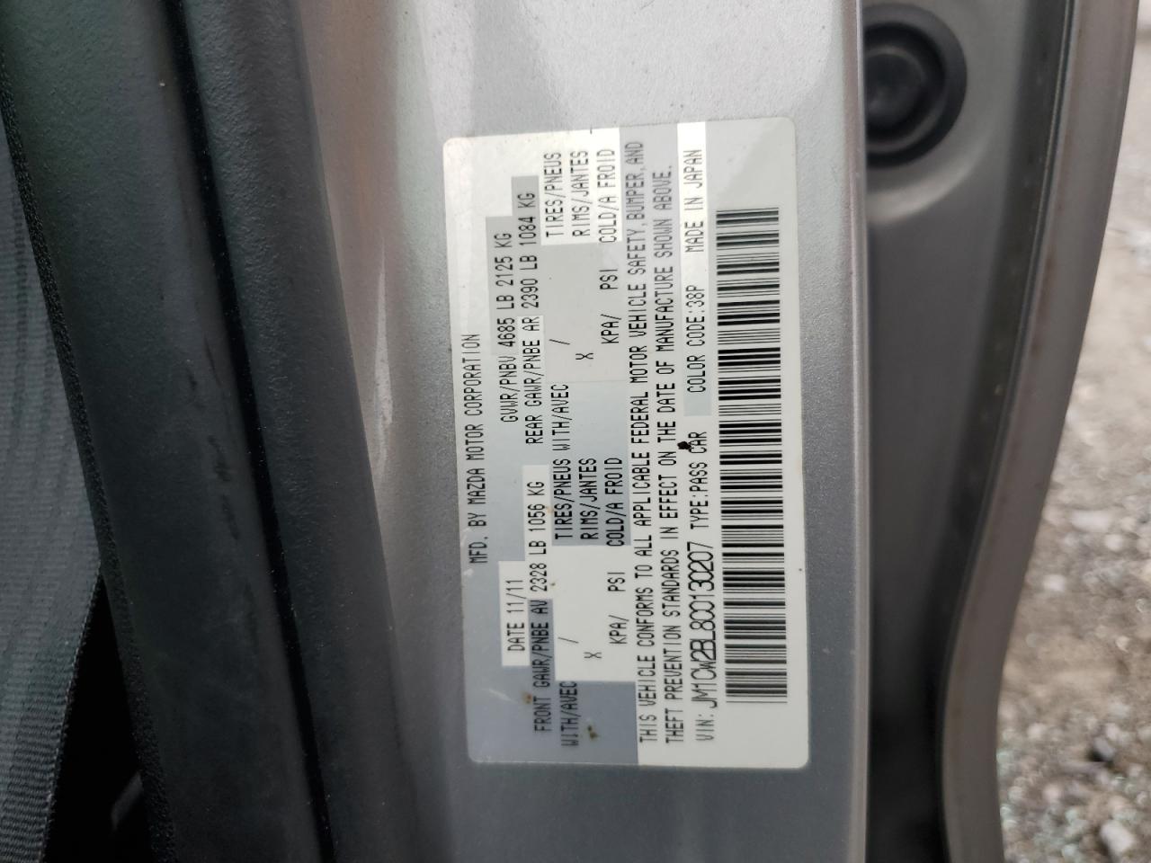 2012 Mazda 5 VIN: JM1CW2BL8C0130207 Lot: 60452145
