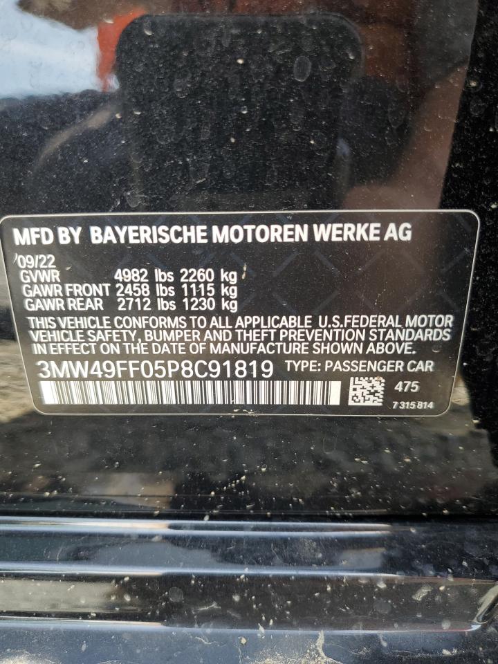 2023 BMW M340Xi VIN: 3MW49FF05P8C91819 Lot: 61597985