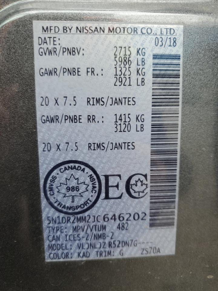5N1DR2MM2JC646202 NISSAN PATHFINDER 2018