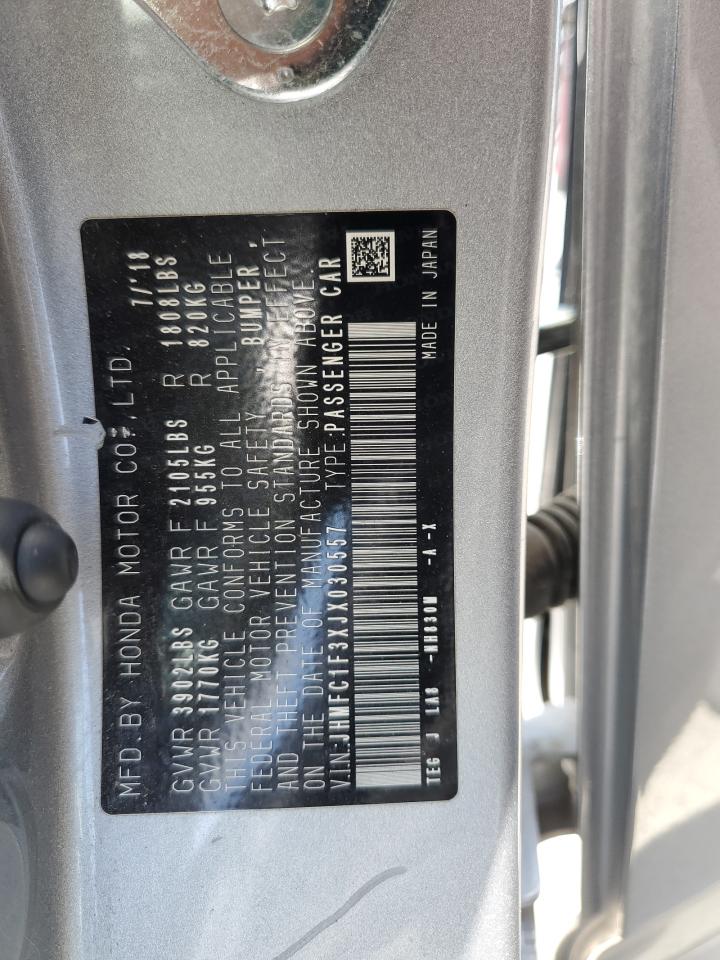 2018 Honda Civic Ex VIN: JHMFC1F3XJX030557 Lot: 62170605