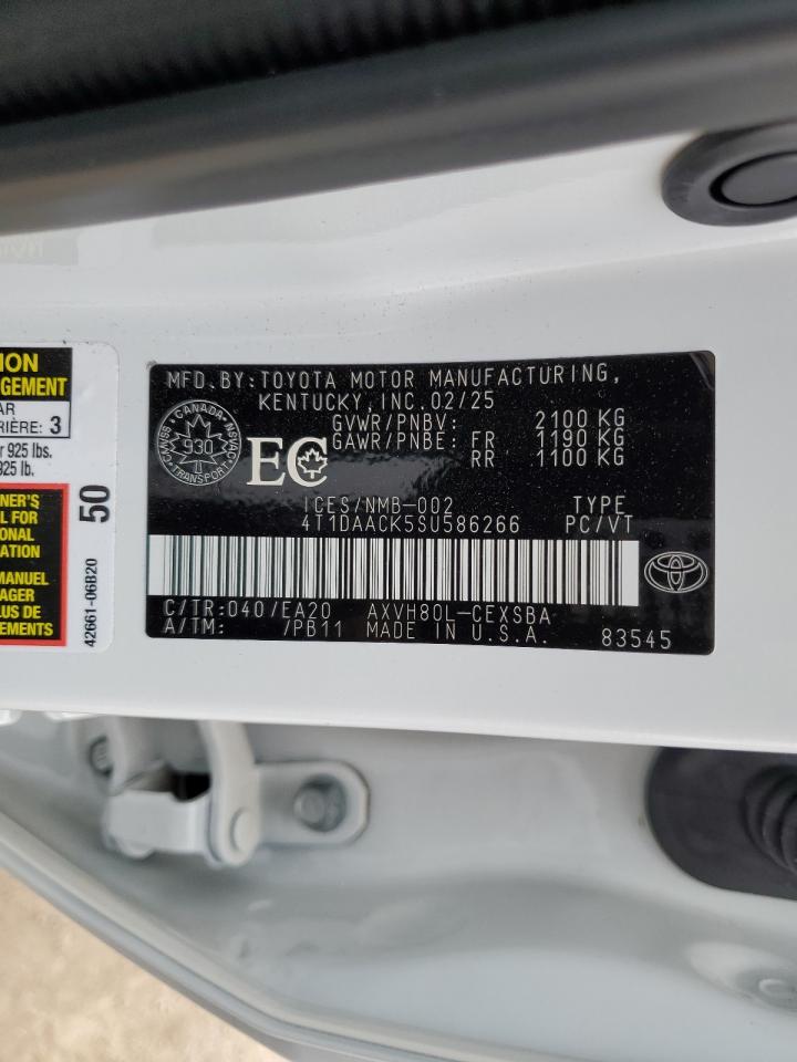 4T1DAACK5SU586266 TOYOTA CAMRY 2025