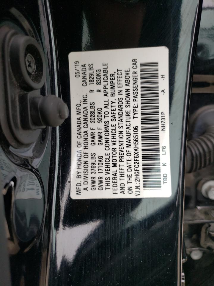 2019 Honda Civic Lx VIN: 2HGFC2F6XKH565106 Lot: 61537835