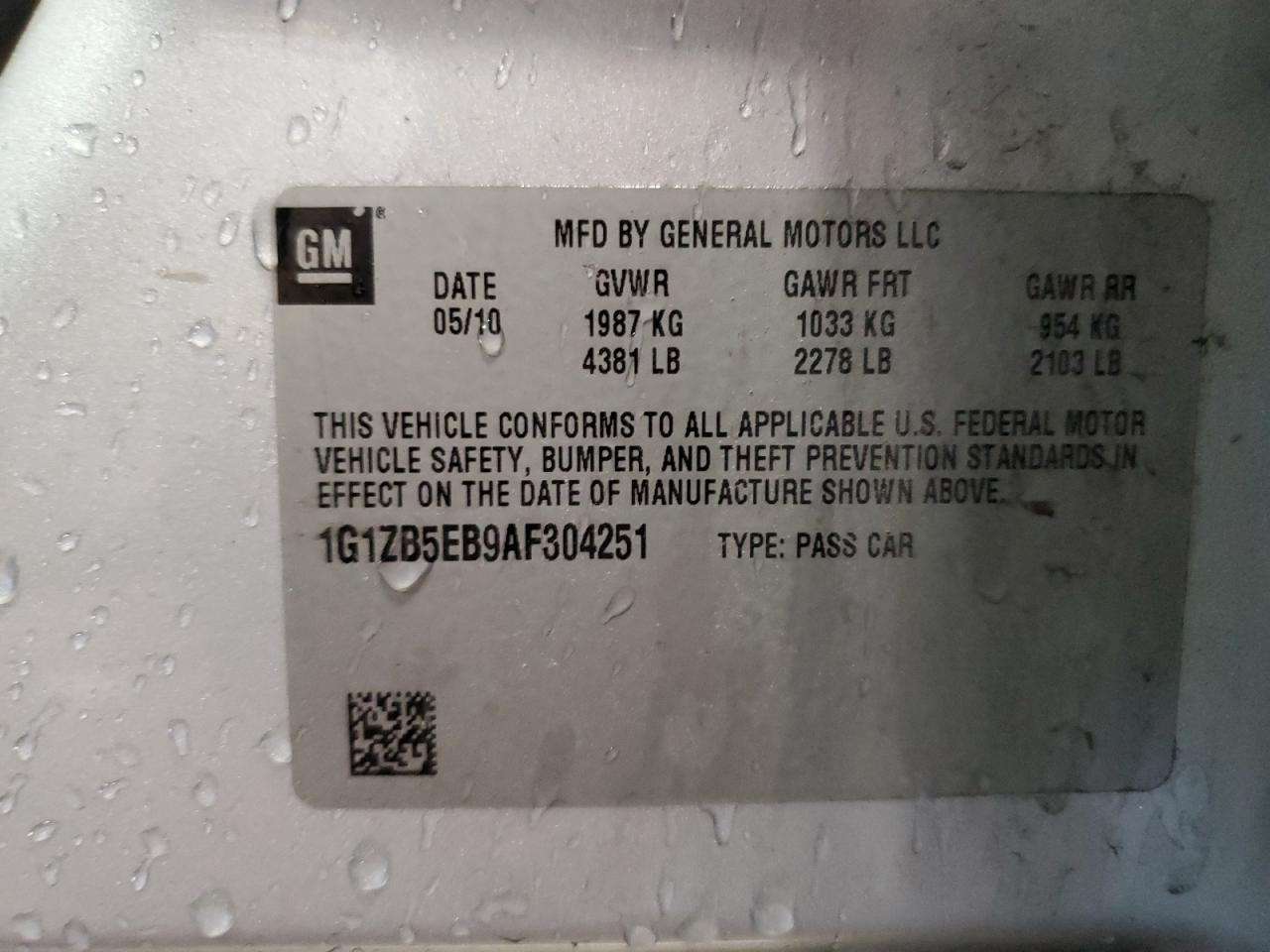 2010 Chevrolet Malibu Ls VIN: 1G1ZB5EB9AF304251 Lot: 58420515