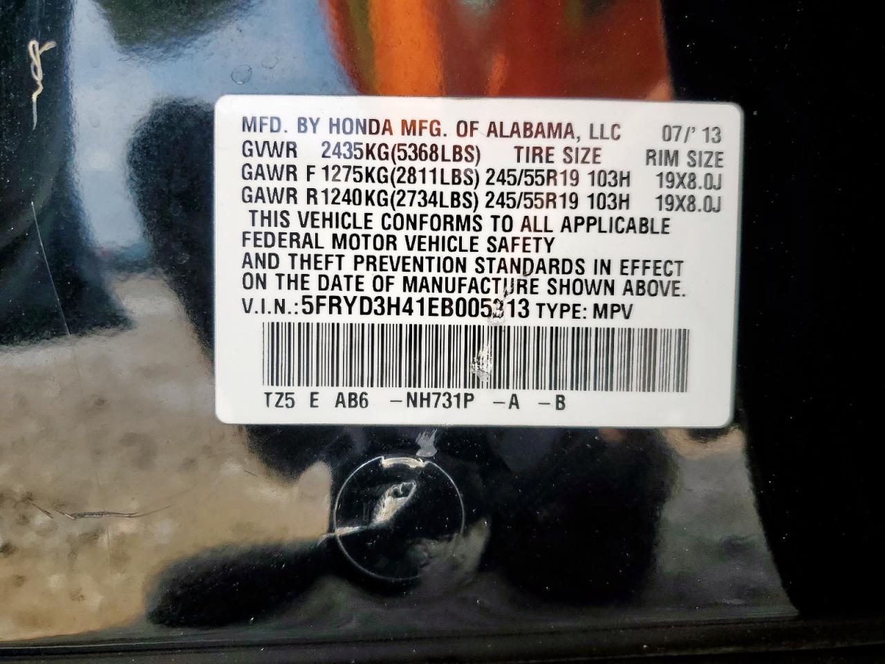 2014 Acura Mdx Technology VIN: 5FRYD3H41EB005313 Lot: 58978075