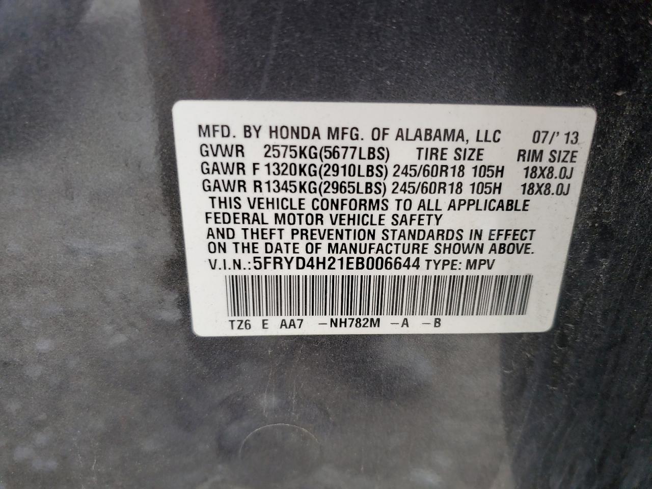 2014 Acura Mdx VIN: 5FRYD4H21EB006644 Lot: 52912715