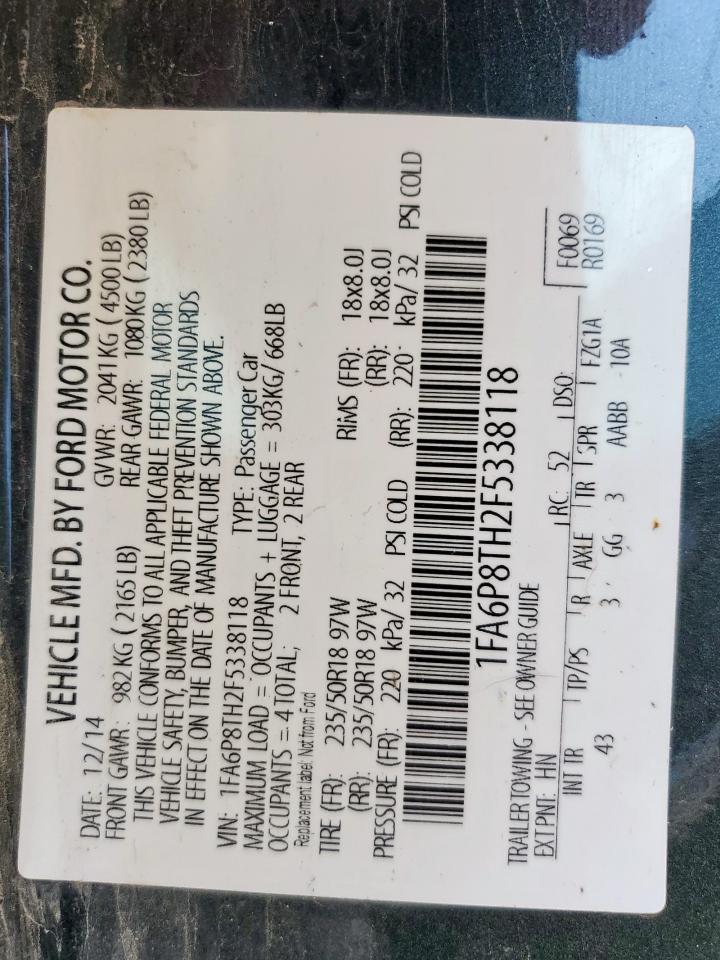 2015 Ford Mustang VIN: 1FA6P8TH2F5338118 Lot: 61018875