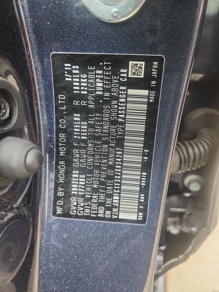 JHMFC1F3XJX034267 HONDA CIVIC 2018