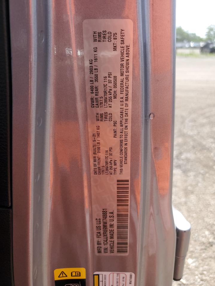 2021 Jeep Wrangler Unlimited Rubicon 4Xe VIN: 1C4JJXR69MW748881 Lot: 62332915