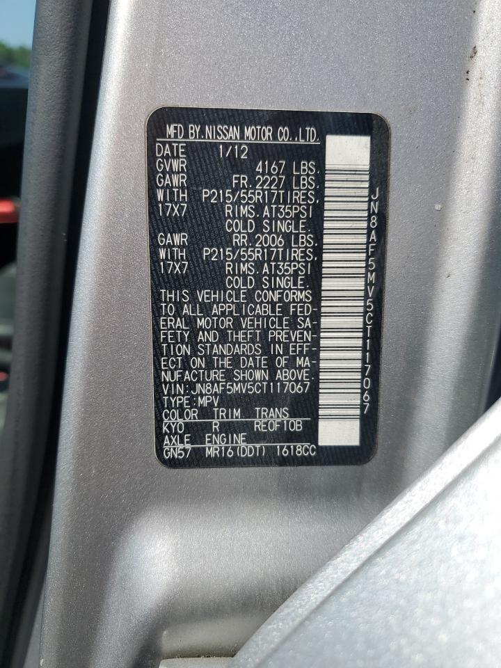 2012 Nissan Juke S VIN: JN8AF5MV5CT117067 Lot: 62206905