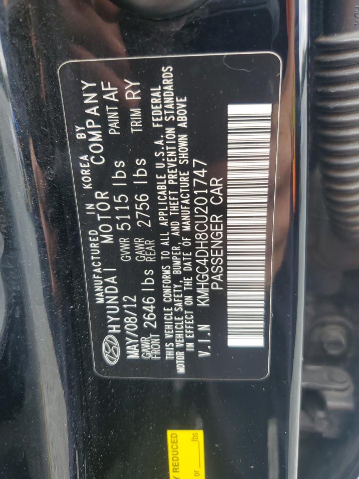 2012 Hyundai Genesis 5.0L VIN: KMHGC4DH8CU201747 Lot: 60047895
