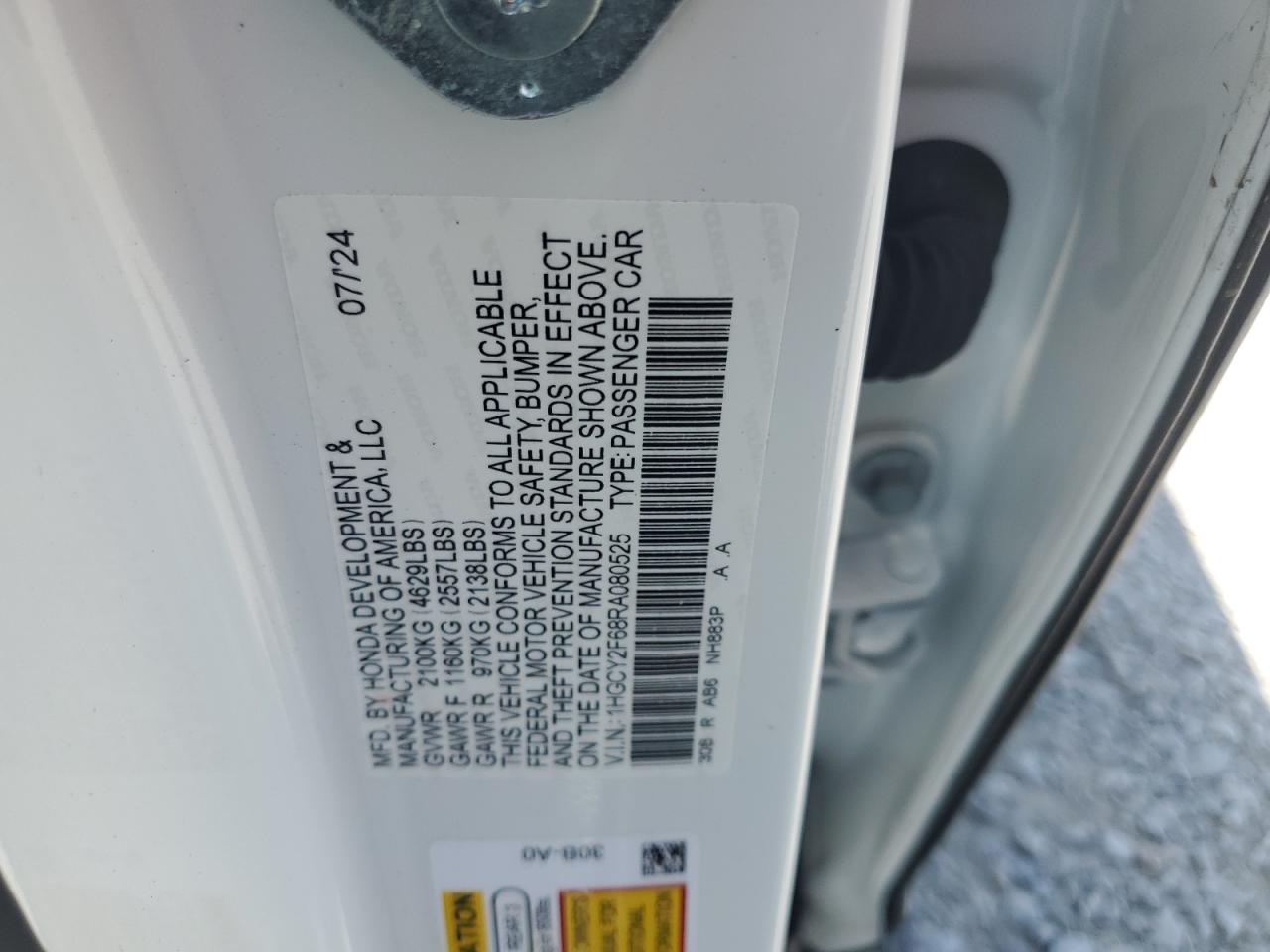 1HGCY2F68RA080525 HONDA ACCORD 2024