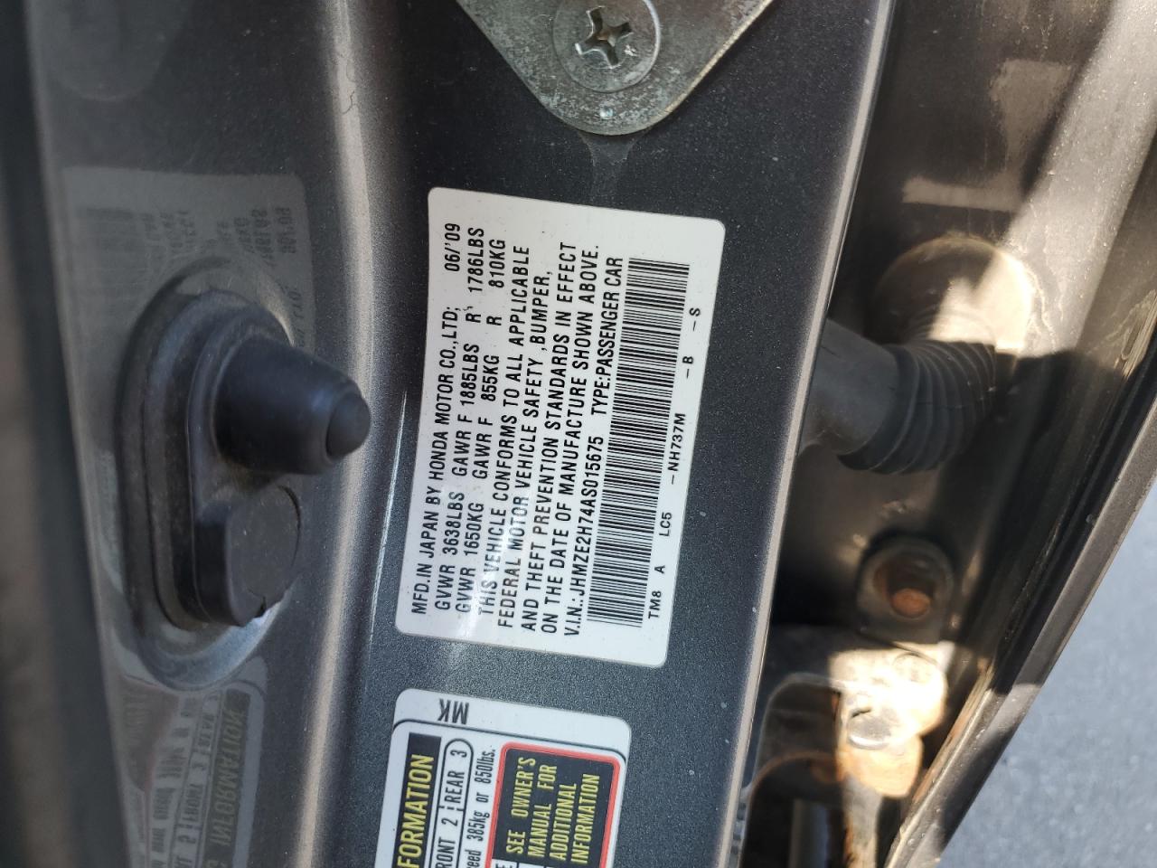 2010 Honda Insight Ex VIN: JHMZE2H74AS015675 Lot: 59223795