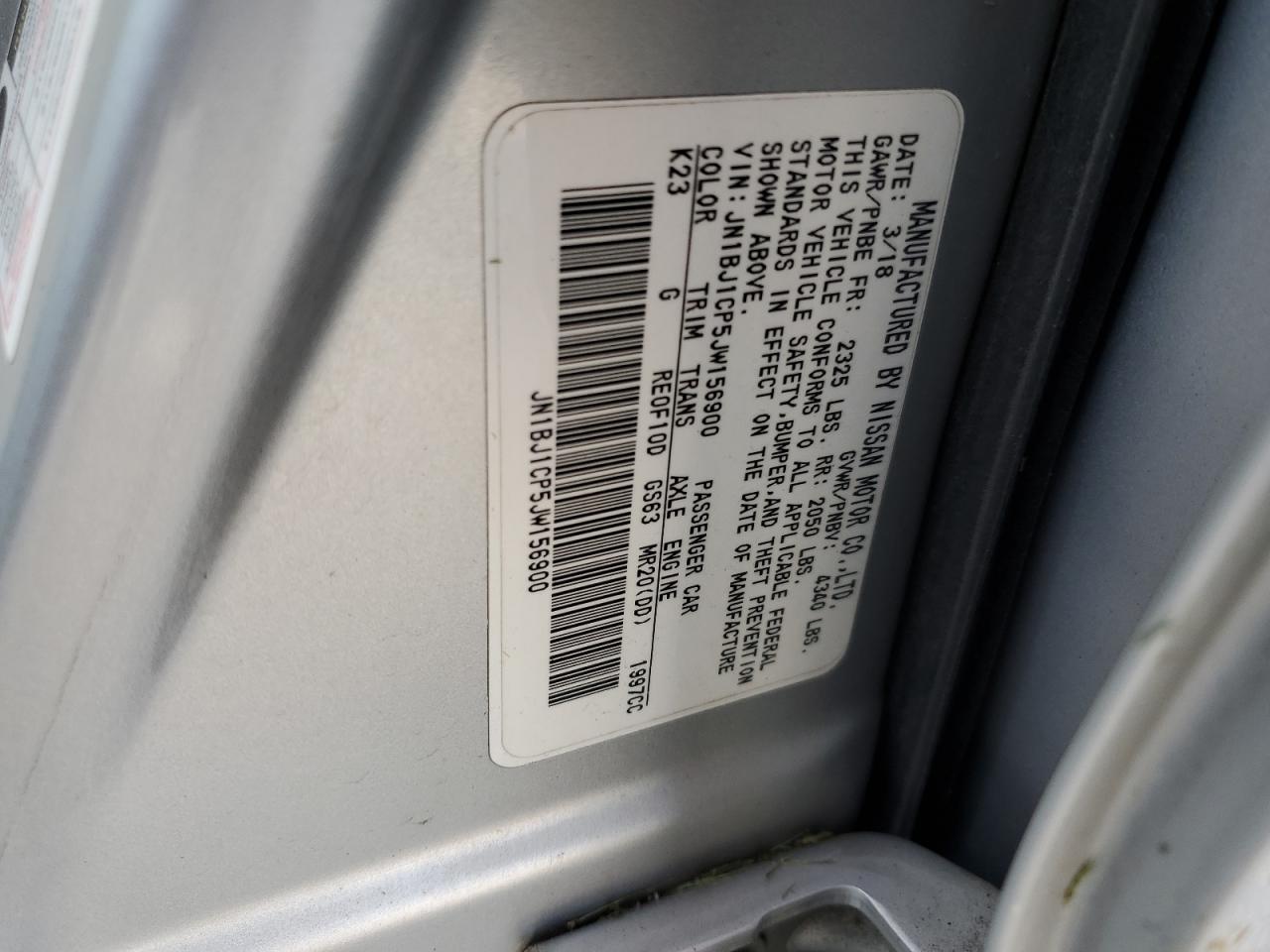 JN1BJ1CP5JW156900 NISSAN ROGUE 2018