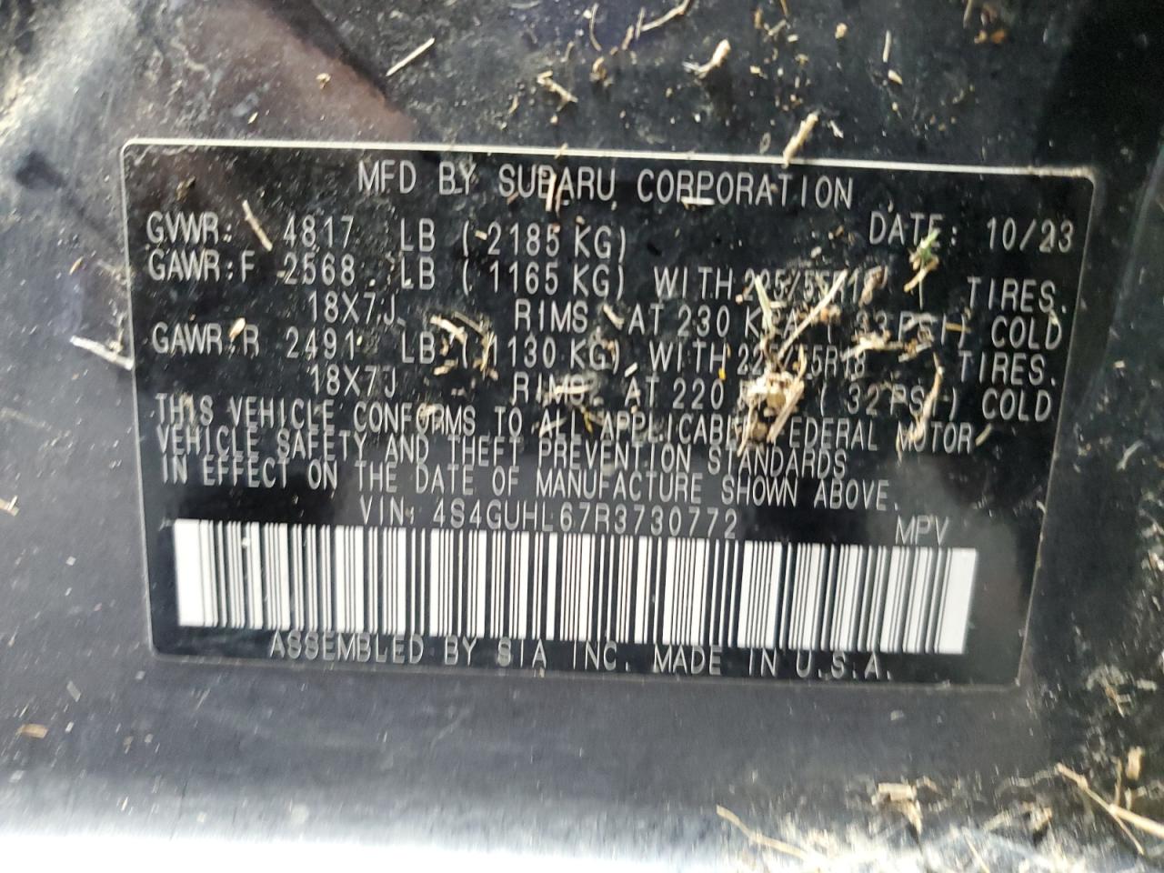 2024 Subaru Crosstrek Limited VIN: 4S4GUHL67R3730772 Lot: 61983975