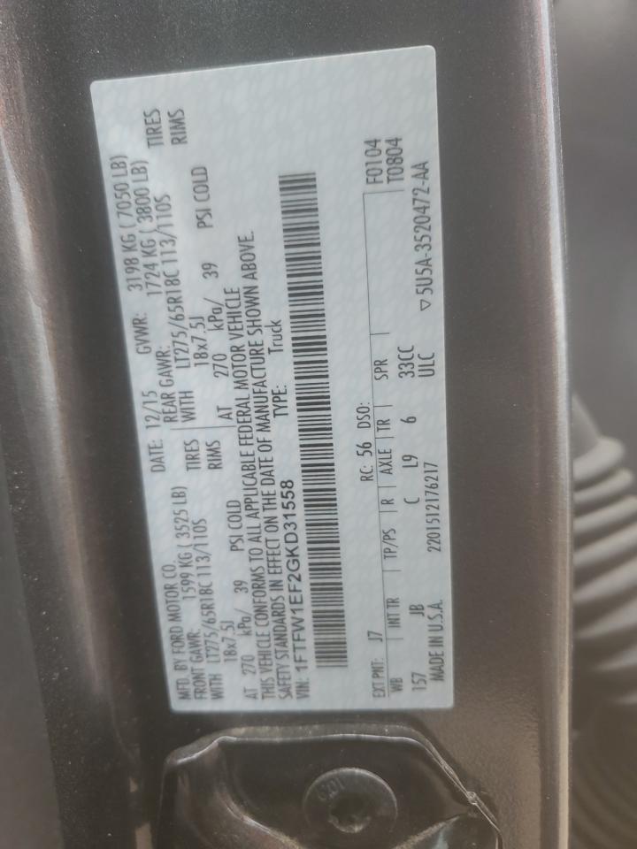 1FTFW1EF2GKD31558 FORD F-150 2016