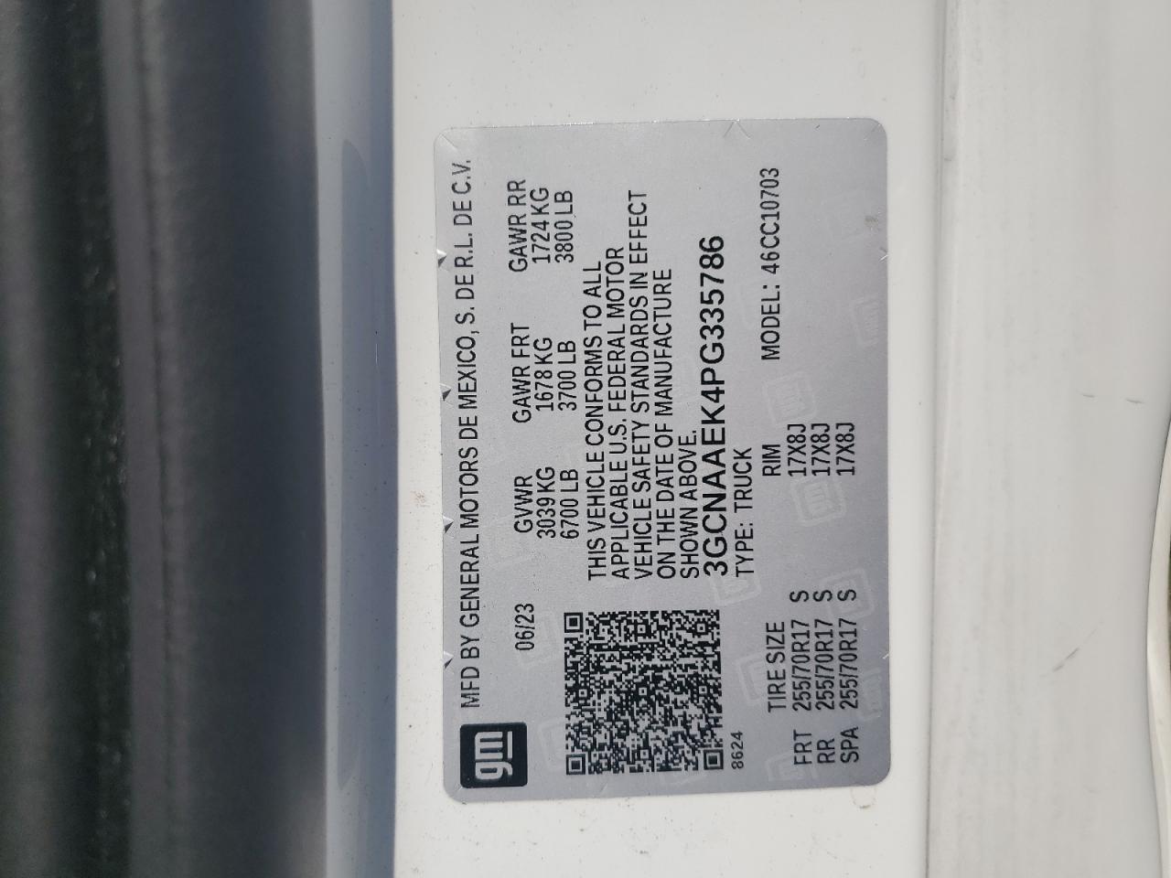 3GCNAAEK4PG335786 CHEVROLET ALL Models 2023