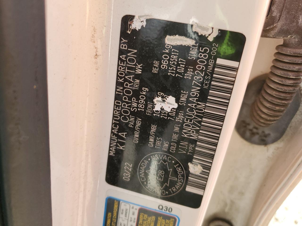 2022 Kia Seltos S VIN: KNDEUCAA9N7329085 Lot: 61339525