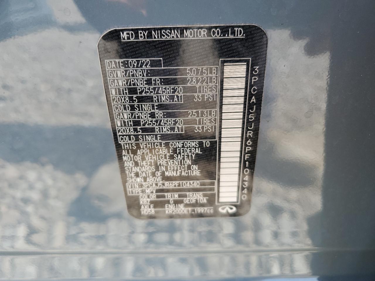 INFINITI QX55 LUXE 2023 VIN 3PCAJ5JR6PF104340 фото 13
