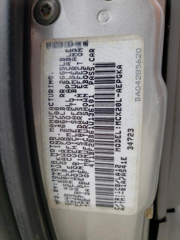 2001 Toyota Avalon Xl VIN: 4T1BF28B61U136101 Lot: 61920625