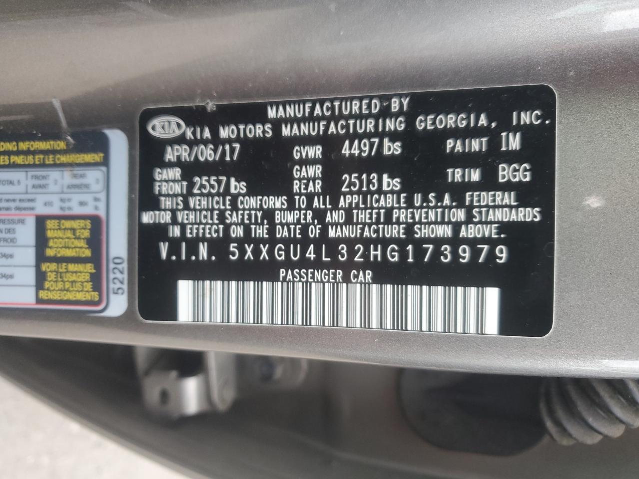 2017 Kia Optima Ex VIN: 5XXGU4L32HG173979 Lot: 62598265