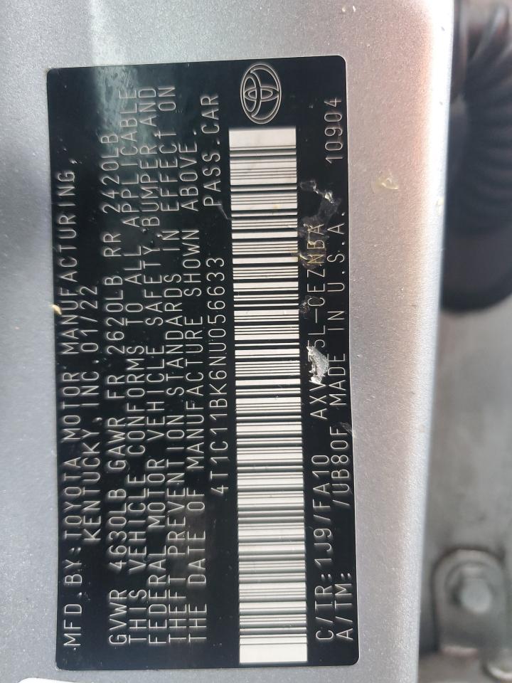 4T1C11BK6NU056633 TOYOTA CAMRY 2022