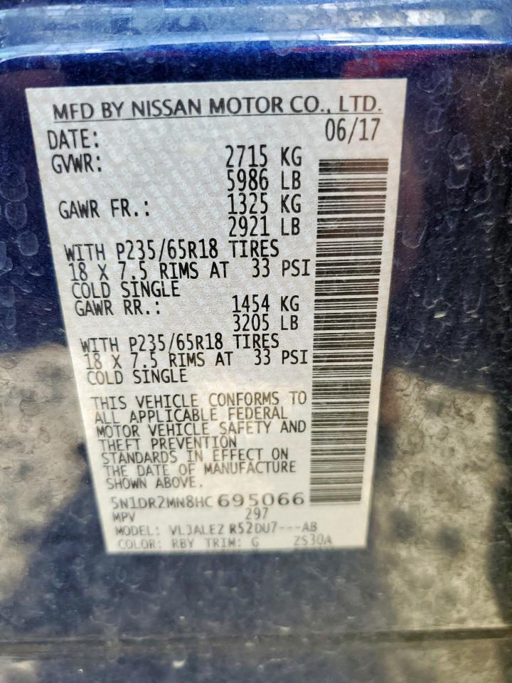 2017 Nissan Pathfinder S VIN: 5N1DR2MN8HC695066 Lot: 60528905