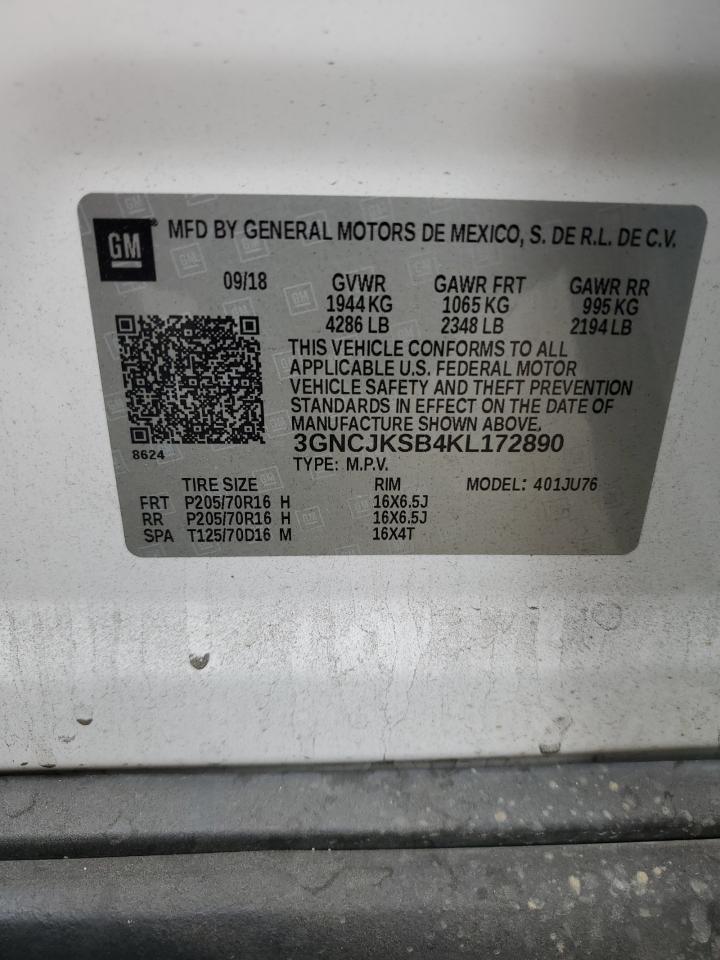 3GNCJKSB4KL172890 CHEVROLET TRAX 2019