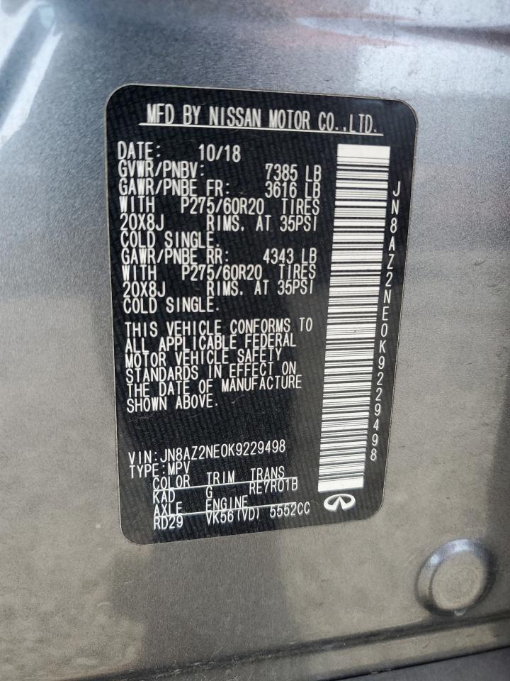 2019 Infiniti Qx80 Luxe VIN: JN8AZ2NE0K9229498 Lot: 62083945