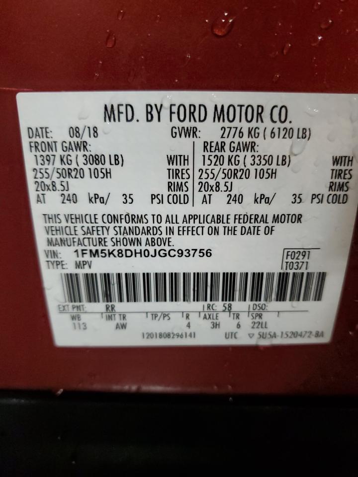 1FM5K8DH0JGC93756 FORD EXPLORER 2018