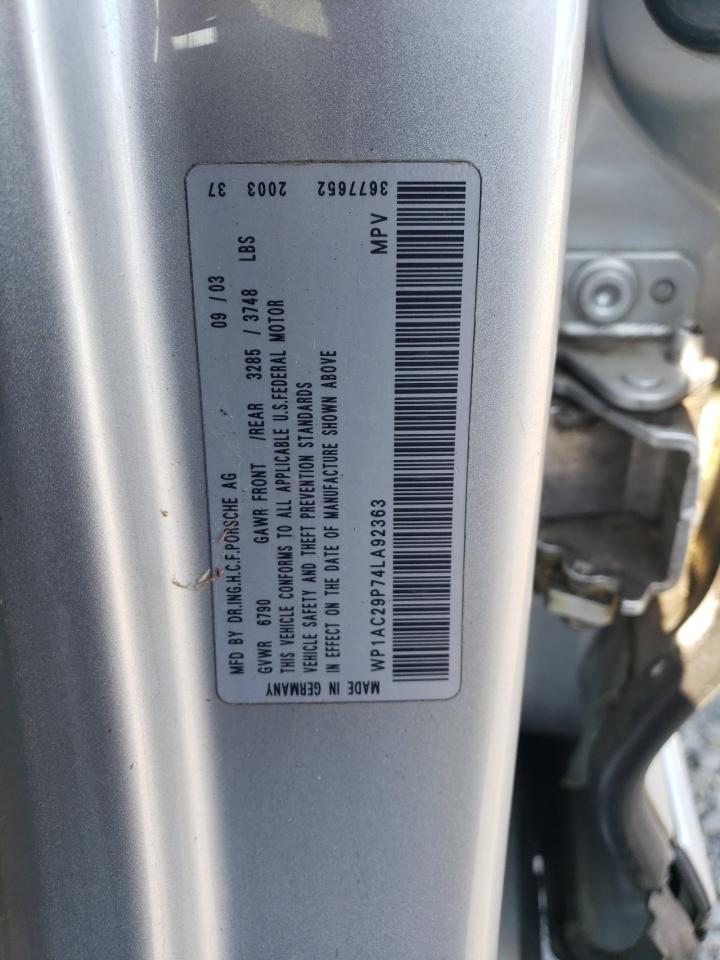 2004 Porsche Cayenne Turbo VIN: WP1AC29P74LA92363 Lot: 62425055