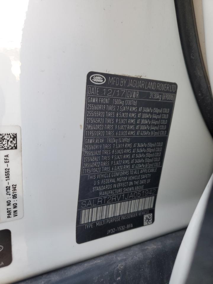2018 Land Rover Discovery Hse Luxury VIN: SALRT2RV1JA051942 Lot: 62288715