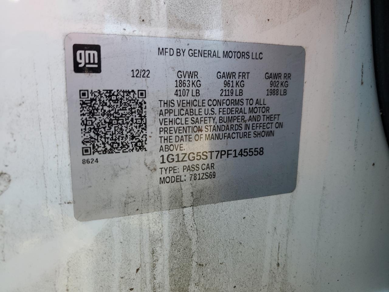 1G1ZG5ST7PF145558 CHEVROLET MALIBU 2023