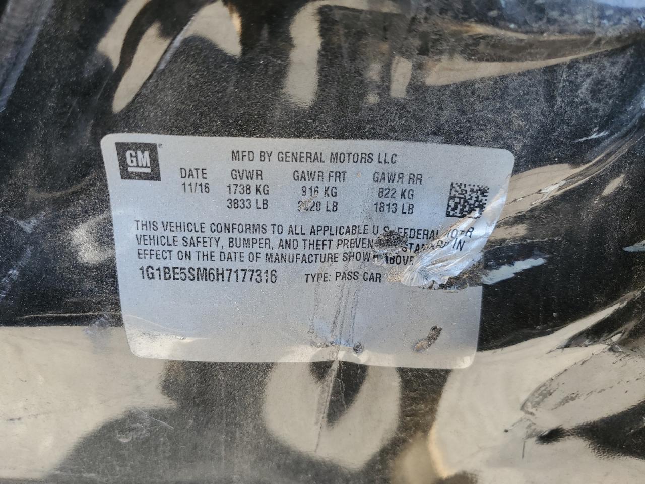 1G1BE5SM6H7177316 CHEVROLET CRUZE 2017