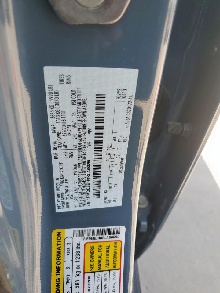 2024 Ford Bronco Outer Banks VIN: 1FMDE8BH0RLA88690 Lot: 62059055