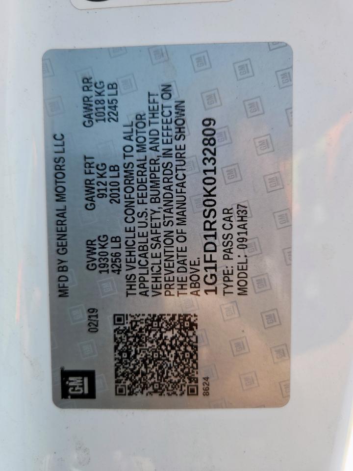 1G1FD1RS0K0132809 CHEVROLET CAMARO 2019