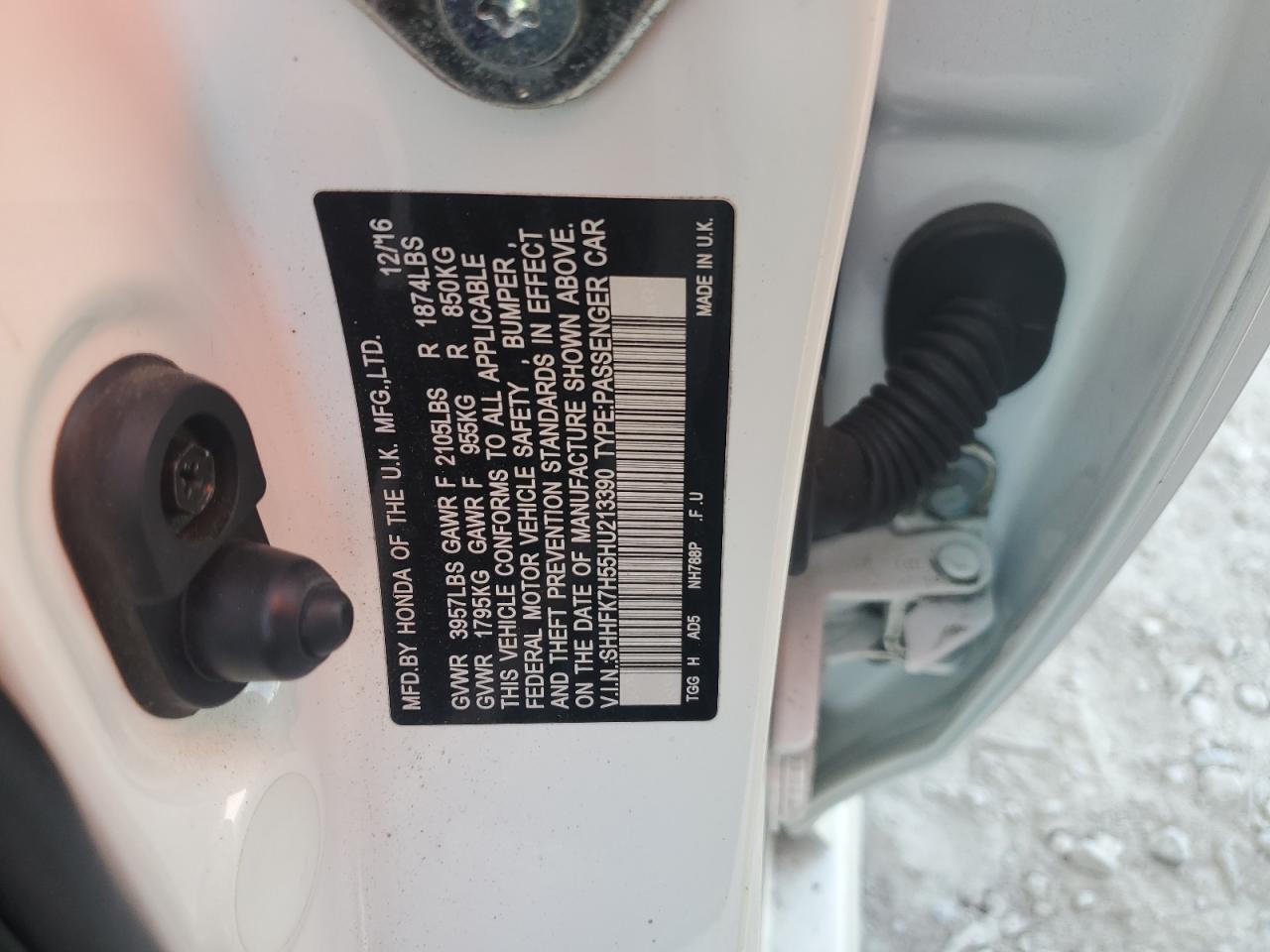 SHHFK7H55HU213390 HONDA CIVIC 2017
