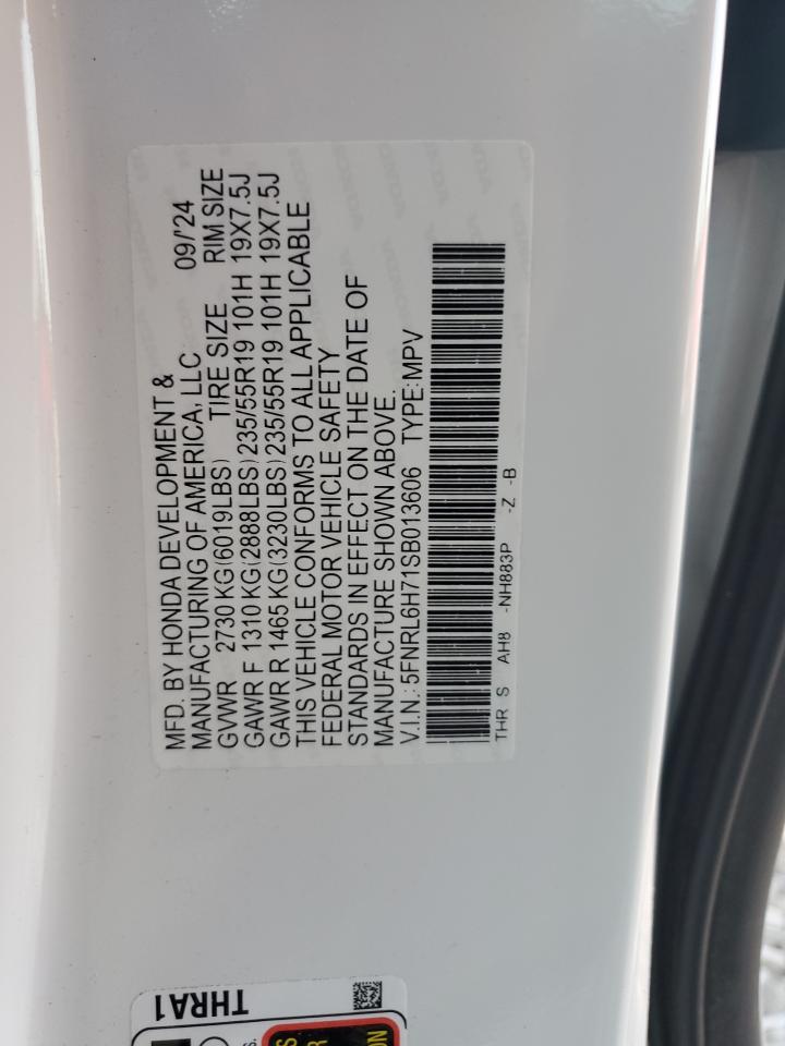 5FNRL6H71SB013606 HONDA ODYSSEY SP 2025