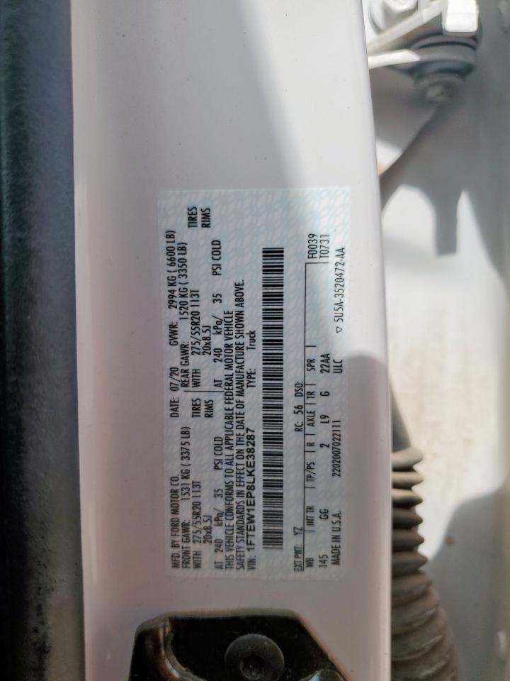 2020 Ford F150 Supercrew VIN: 1FTEW1EP8LKE38287 Lot: 59776055