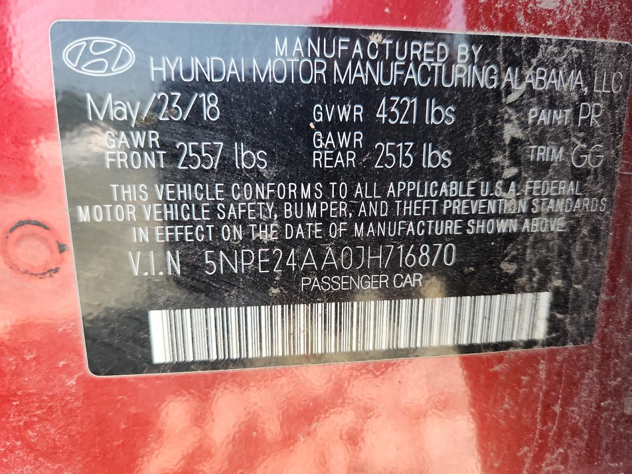 2018 Hyundai Sonata Eco VIN: 5NPE24AA0JH716870 Lot: 61825645