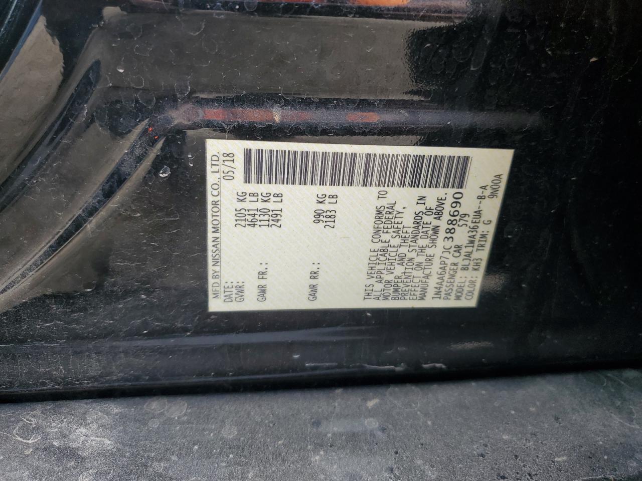 1N4AA6AP7JC388690 NISSAN MAXIMA 2018