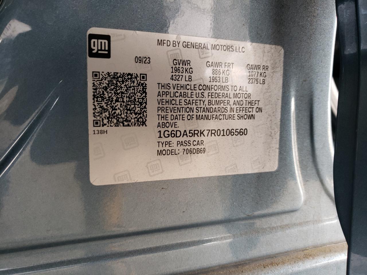 2024 Cadillac Ct4 Luxury VIN: 1G6DA5RK7R0106560 Lot: 59986425