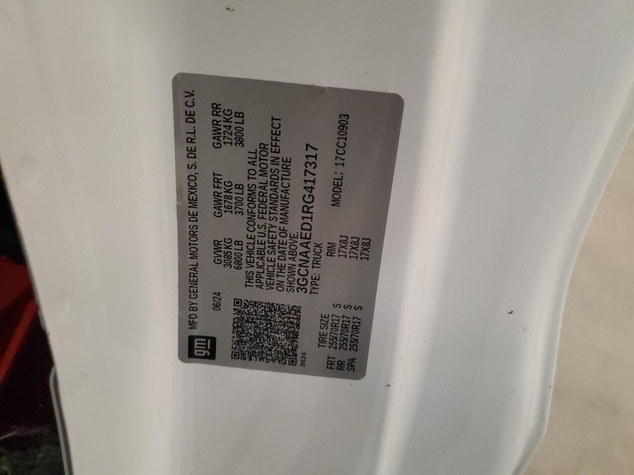 3GCNAAED1RG417317 CHEVROLET ALL Models 2024