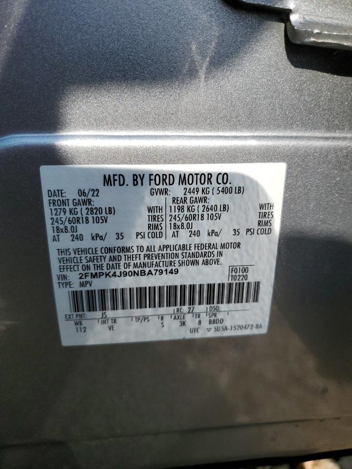 FORD EDGE 2022 VIN 2FMPK4J90NBA79149 zdjęcie 14