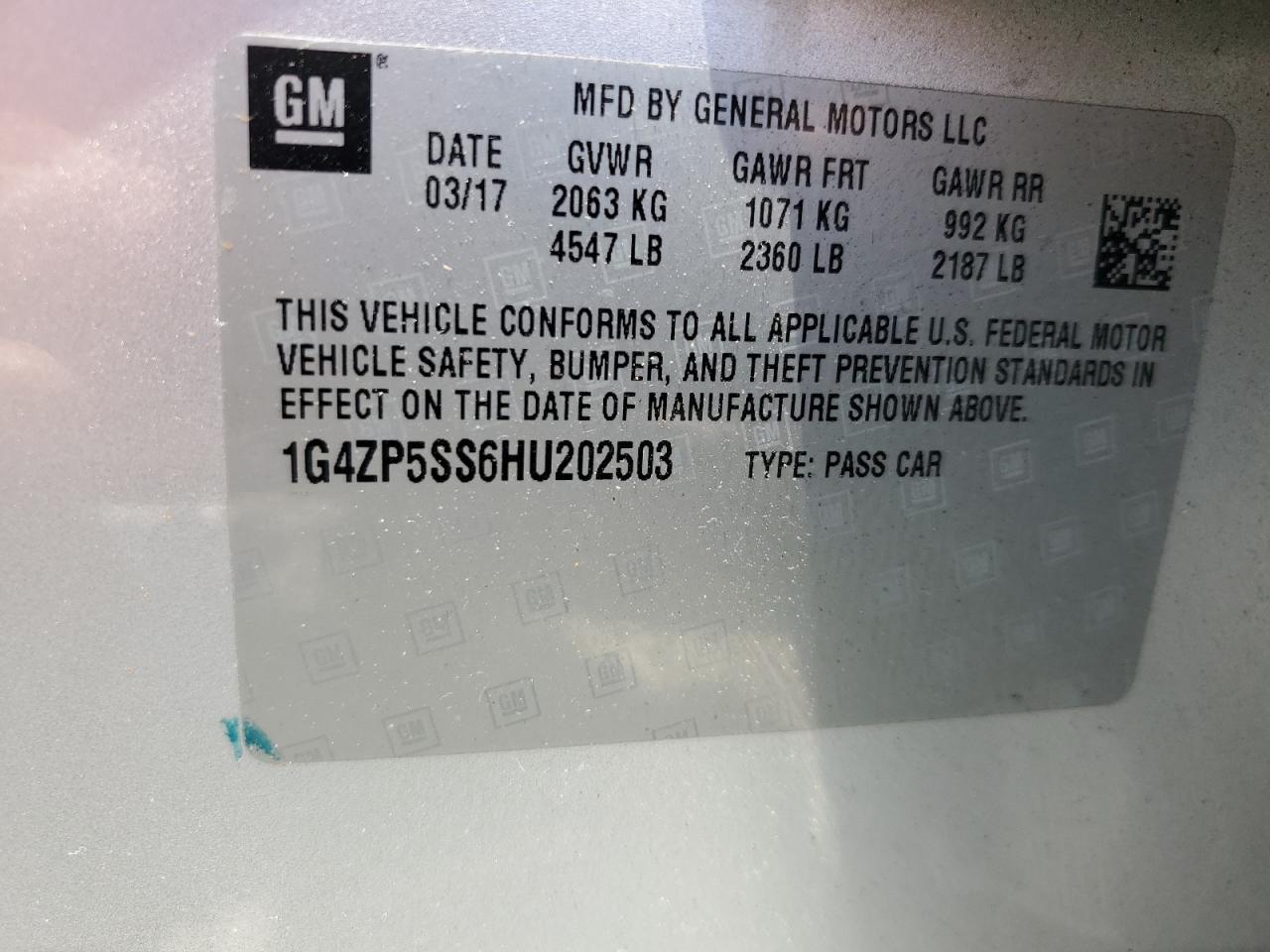 2017 Buick Lacrosse Essence VIN: 1G4ZP5SS6HU202503 Lot: 62239955