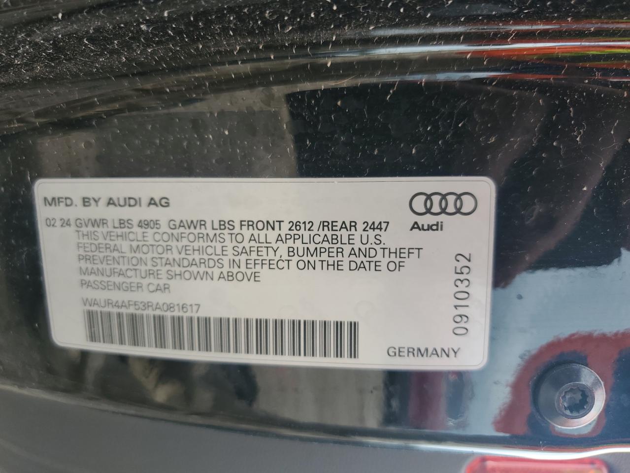 2024 Audi S5 Prestige VIN: WAUR4AF53RA081617 Lot: 61208355
