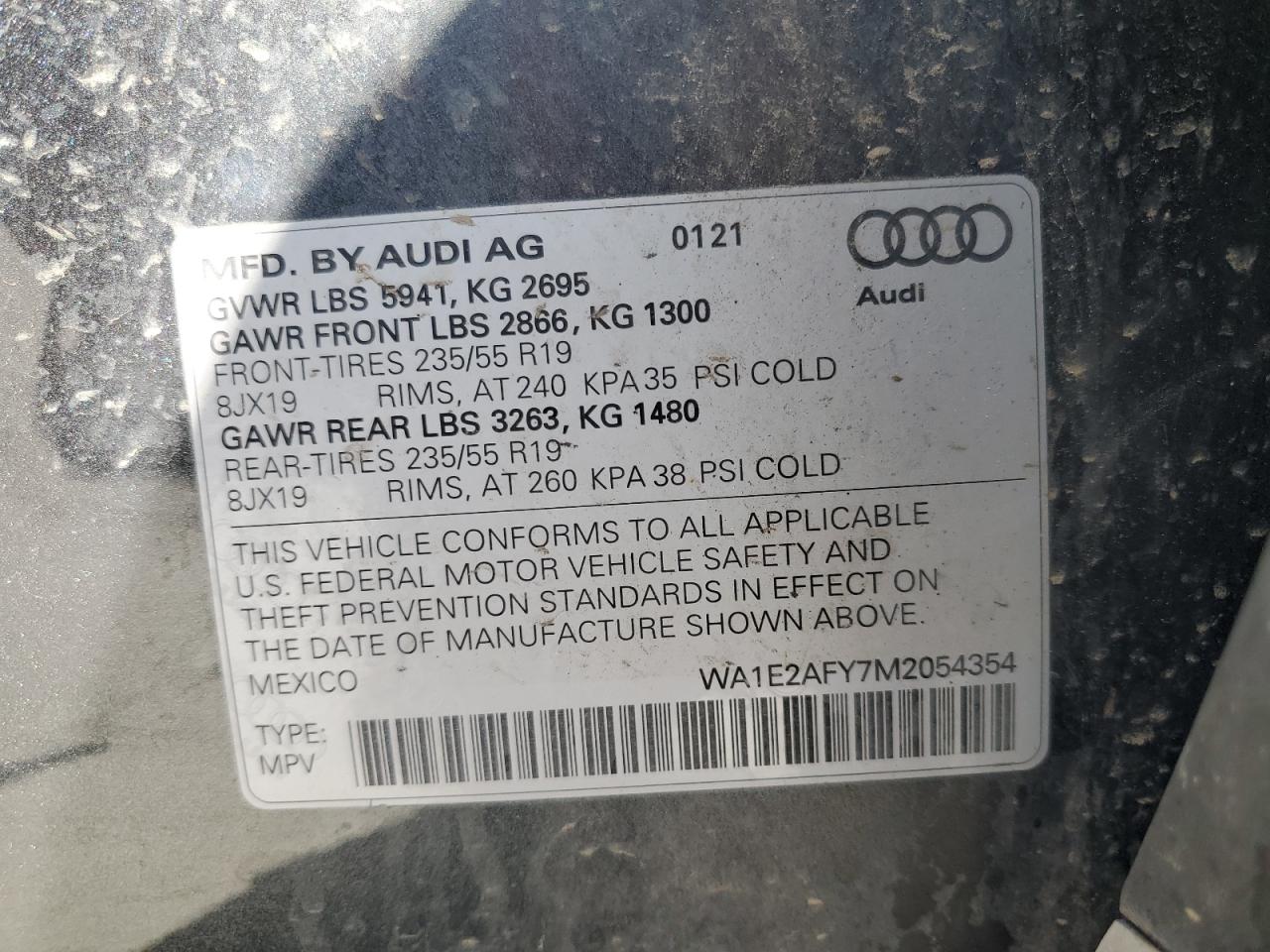 2021 Audi Q5 E Premium Plus VIN: WA1E2AFY7M2054354 Lot: 62516445